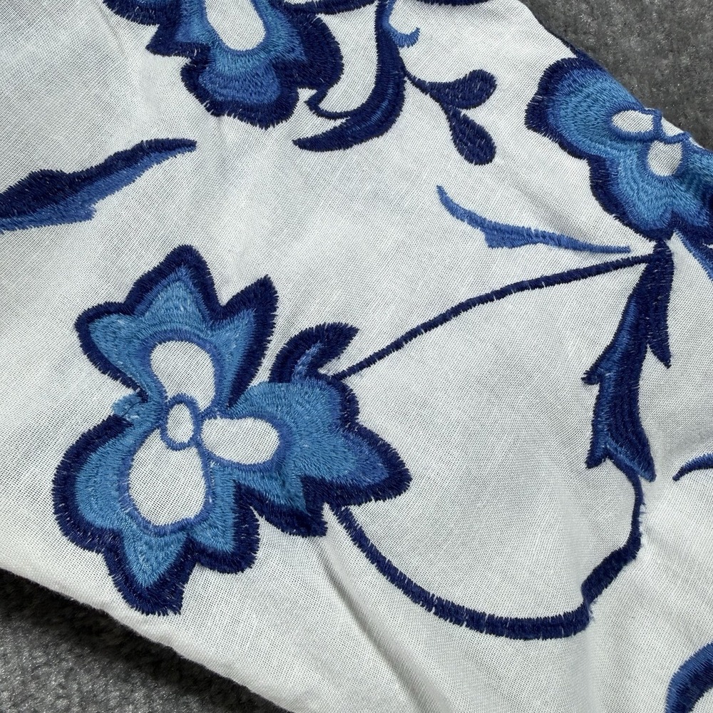 Calypso St. Barth Top Medium White Flax Cotton Blend Embroidered Peasant Boho - Picture 5 of 7